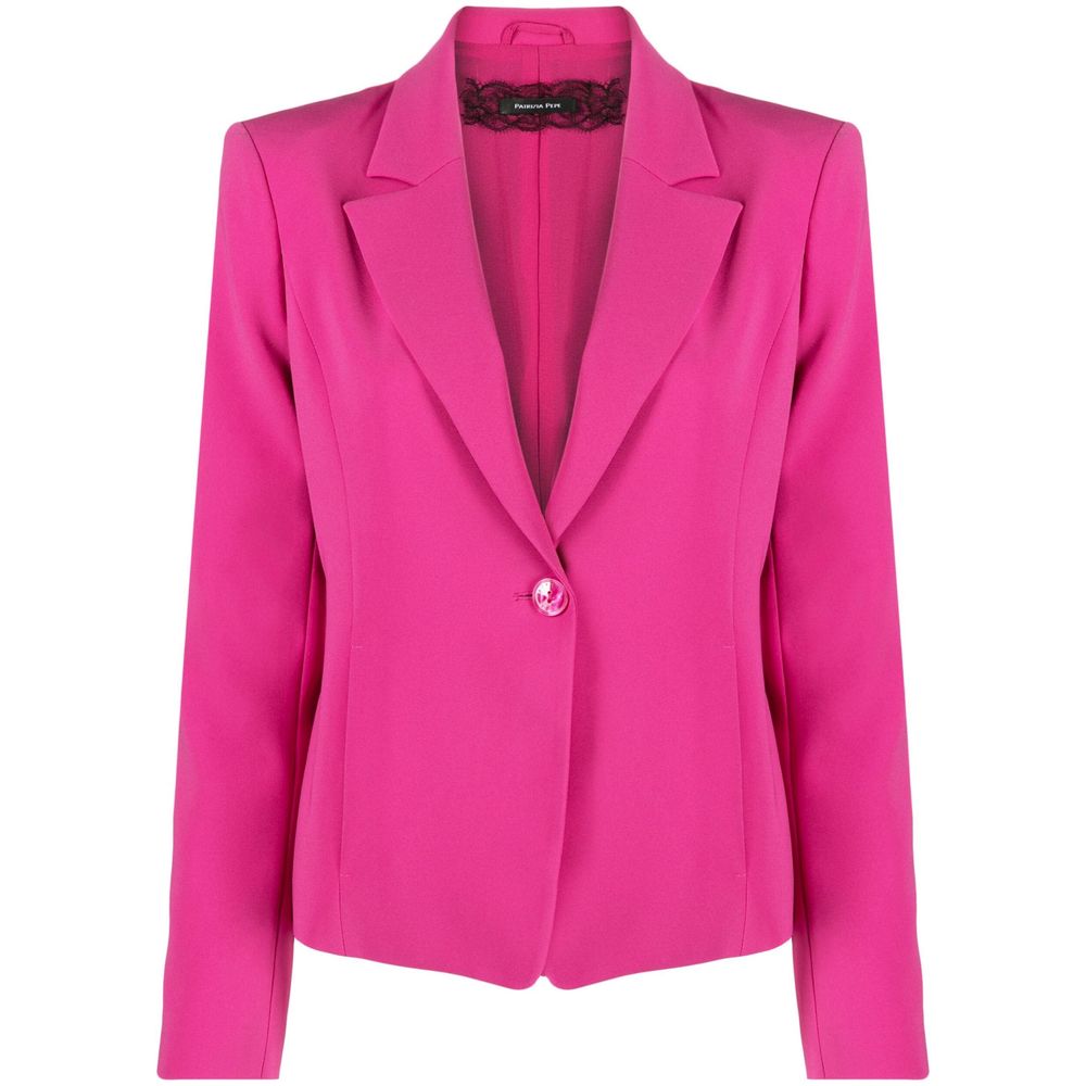 Patrizia Pepe Fuchsia One-Button Stretchy Chic Blazer Patrizia Pepe