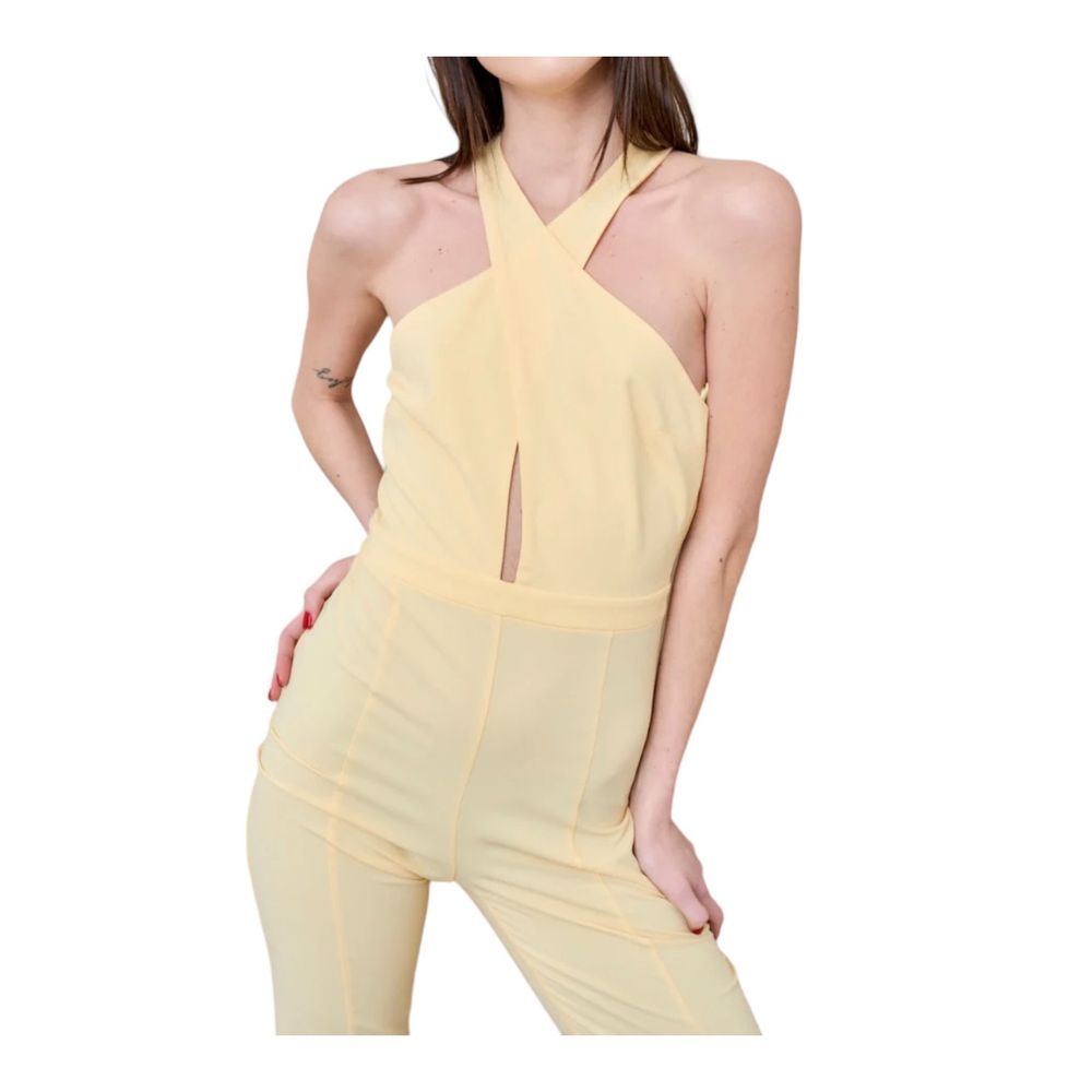 Patrizia Pepe Radiant Canary Yellow Stretch Jumpsuit Dress Patrizia Pepe