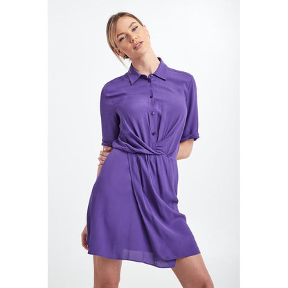 Patrizia Pepe Chic Purple Flared Short Sleeve Shirtdress Patrizia Pepe