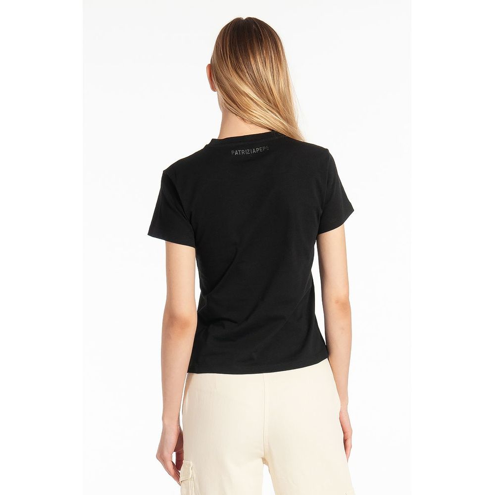 Patrizia Pepe Rhinestone Front Cotton Tee Patrizia Pepe