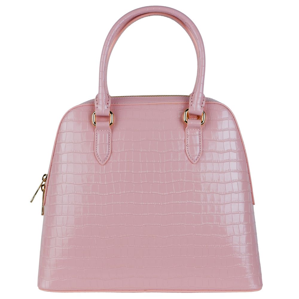 Baldinini Trend Elegant Pink Python-Print Calfskin Handbag Baldinini Trend