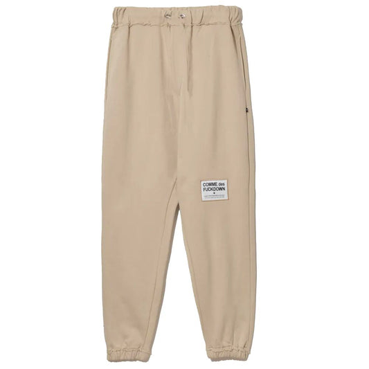 Comme Des Fuckdown Chic Beige Cotton Sweatpants with Frayed Details Comme Des Fuckdown