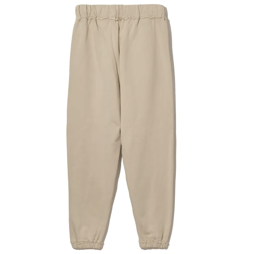 Comme Des Fuckdown Chic Beige Cotton Sweatpants with Frayed Details Comme Des Fuckdown