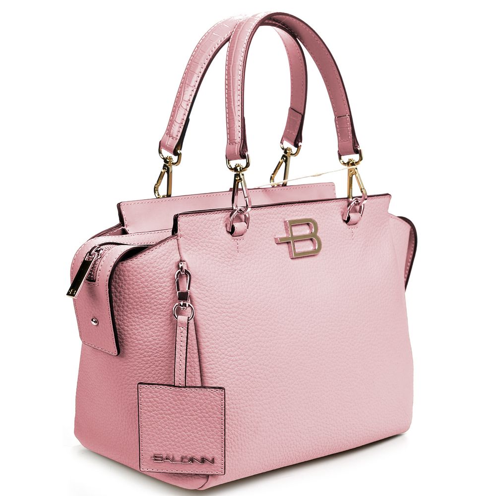 Baldinini Trend Chic Pink Textured Calfskin Handbag Baldinini Trend