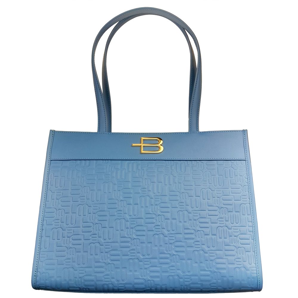 Baldinini Trend Elegant Light Blue Shopping Bag with Logo Motif Baldinini Trend