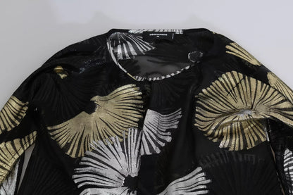 Dsquared² Gold Silver Silk Jacquard See Through Top Blouse Dsquared²