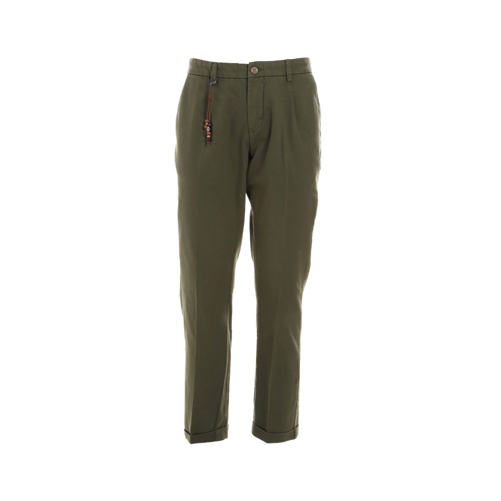 Yes Zee Elegant Green Cotton Chino Trousers Yes Zee