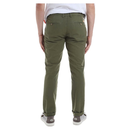 Yes Zee Elegant Green Cotton Chino Trousers Yes Zee