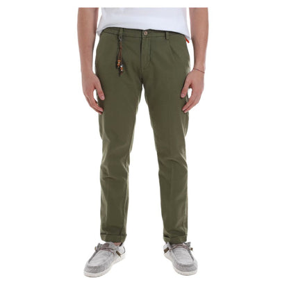 Yes Zee Elegant Green Cotton Chino Trousers Yes Zee