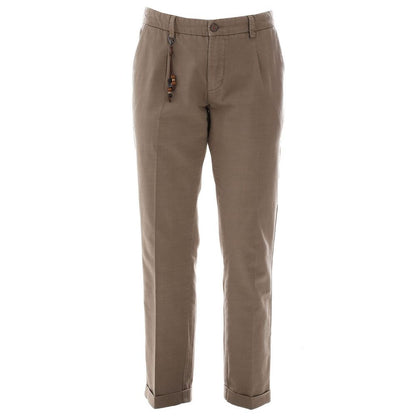 Yes Zee Chic Cotton Chino Trousers in Earthy Brown Yes Zee