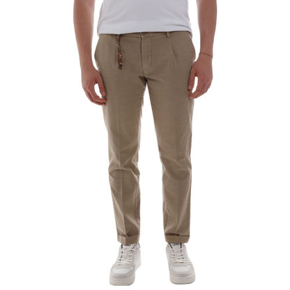 Yes Zee Chic Cotton Chino Trousers in Earthy Brown Yes Zee