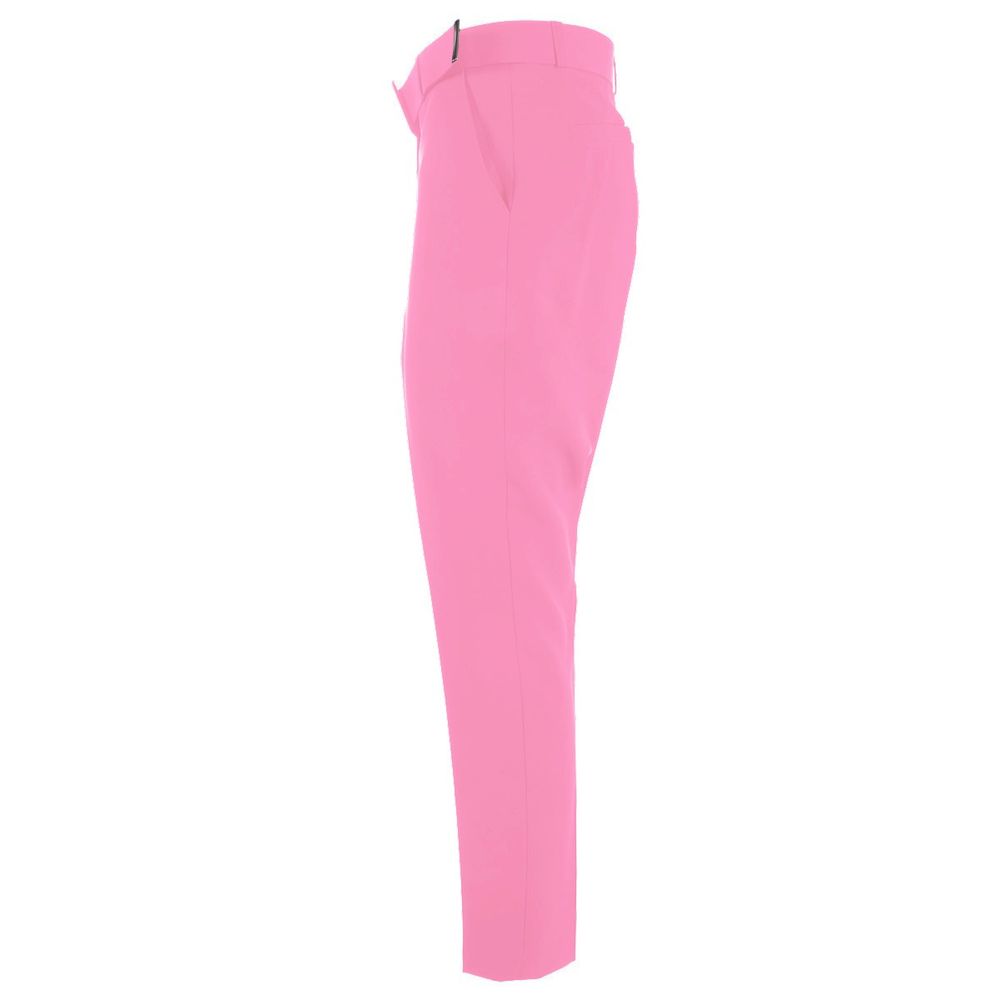 Yes Zee Elegant Pink Crepe Trousers with Ribbon Belt Yes Zee