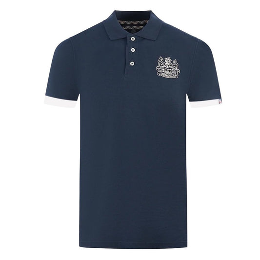 Aquascutum Elegant Cotton Polo with Contrast Logo Emblem Aquascutum