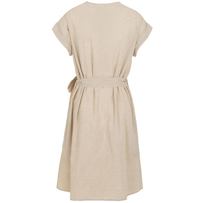 Fred Mello Chic Beige Sleeveless Denim Dress Fred Mello