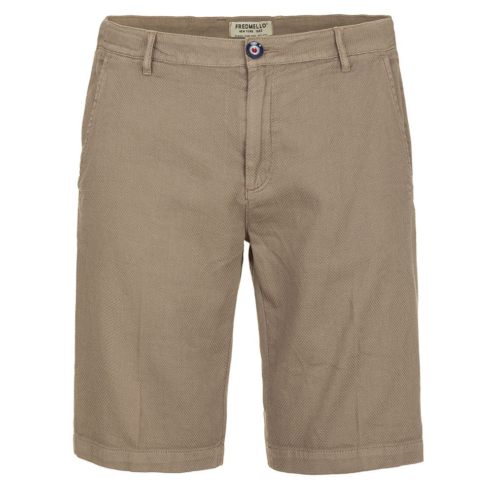 Fred Mello Summertime Sophistication Beige Cotton Shorts Fred Mello