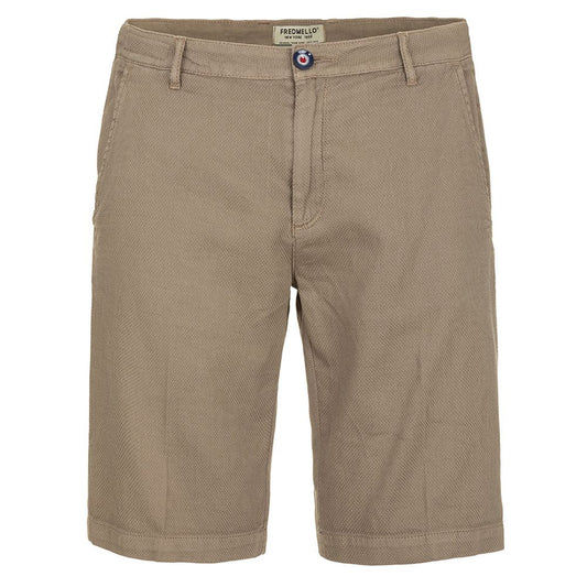 Fred Mello Summertime Sophistication Beige Cotton Shorts Fred Mello