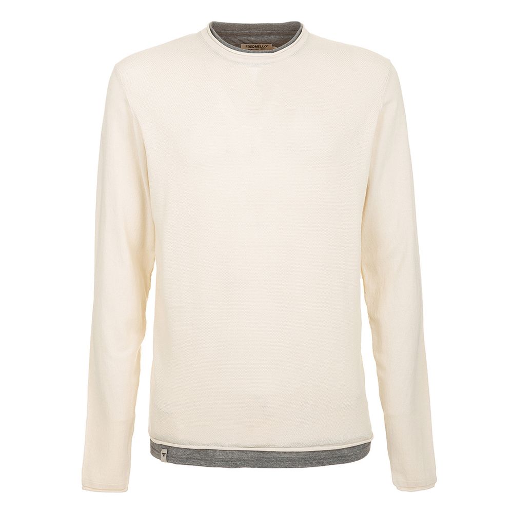 Fred Mello Chic Beige Long Sleeve Cotton Blend Sweater Fred Mello