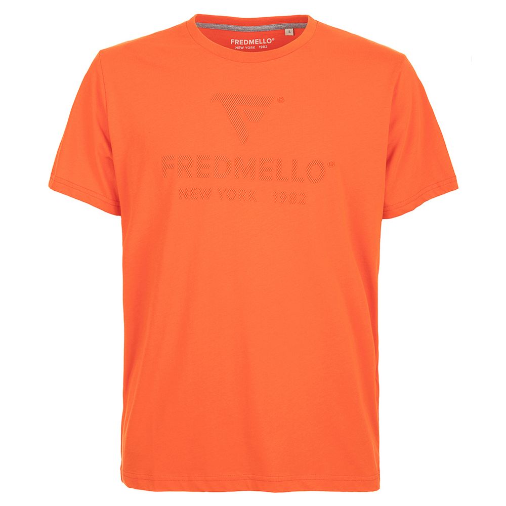 Fred Mello Vibrant Orange Logo Tee for Men Fred Mello