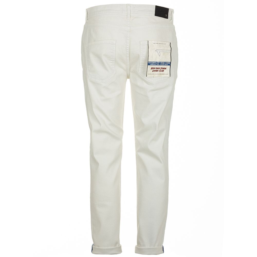 Fred Mello Elegant White Denim Trousers for Men Fred Mello