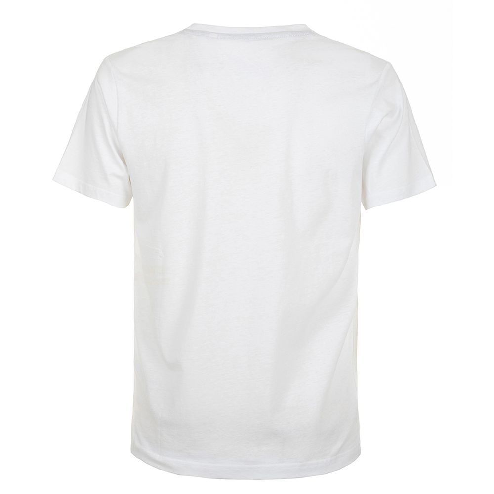 Fred Mello Crisp White Cotton Crewneck Tee with Front Design Fred Mello