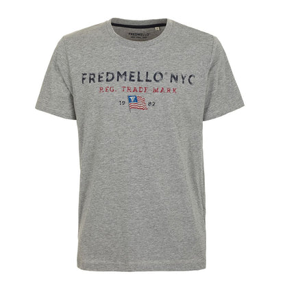 Fred Mello Chic Gray Cotton Blend Crewneck Tee Fred Mello