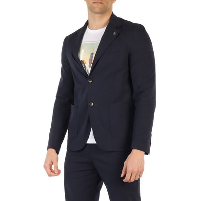 Fred Mello Chic Solid Blue Lightweight Cotton Jacket Fred Mello