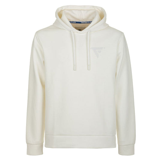 Fred Mello Elegant White Cotton Blend Hoodie Fred Mello