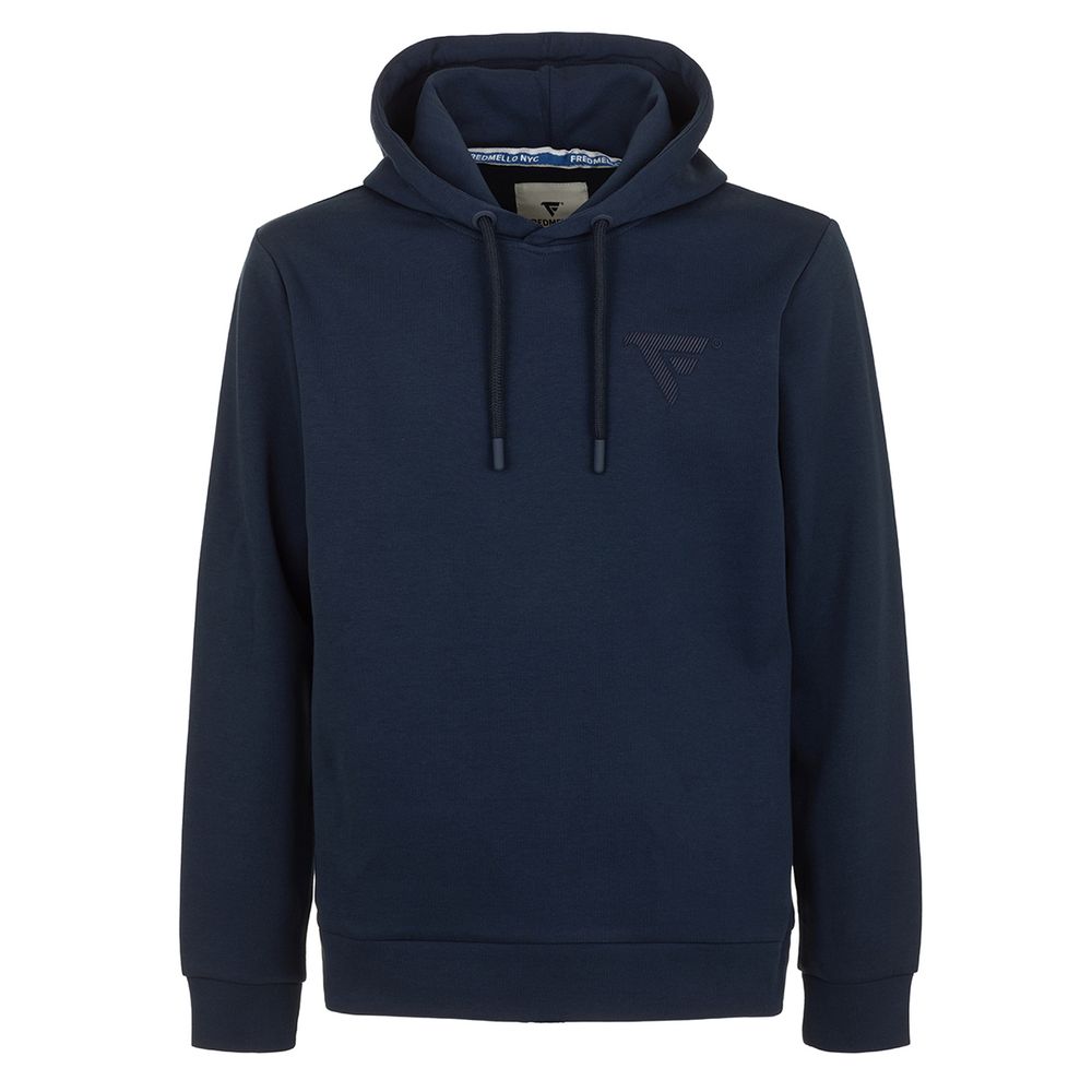 Fred Mello Soft Cotton-Blend Blue Hoodie with Logo Design Fred Mello