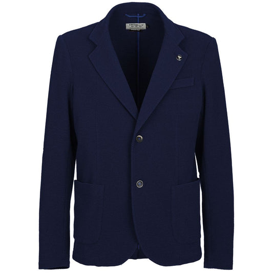 Fred Mello Chic Blue Cotton Blend Jacket for Men Fred Mello