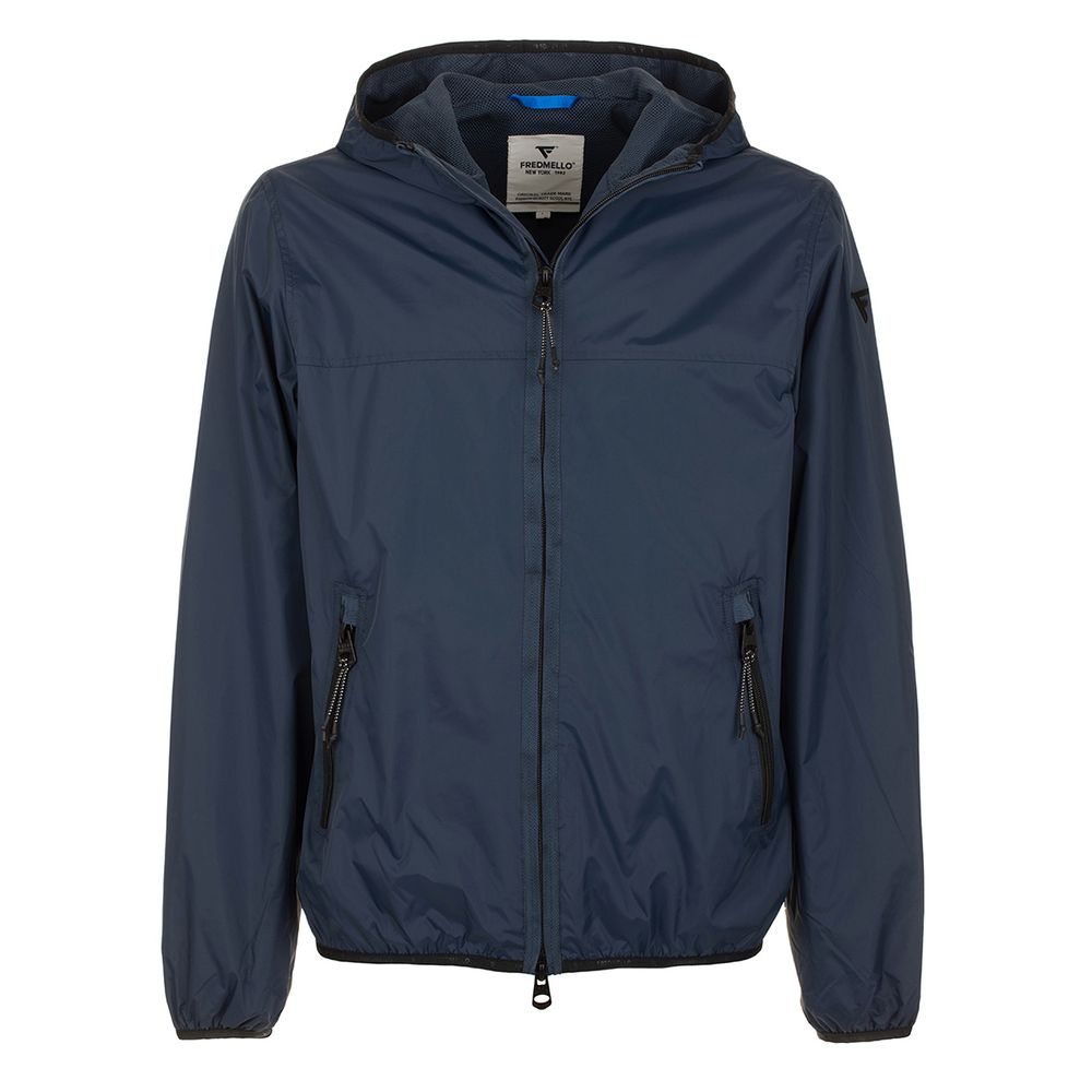 Fred Mello Sleek Blue Nylon Jacket - Zip Closure & Compact Design Fred Mello