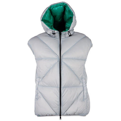 Centogrammi Elegant Gray Puffer Vest with Green Lining Centogrammi