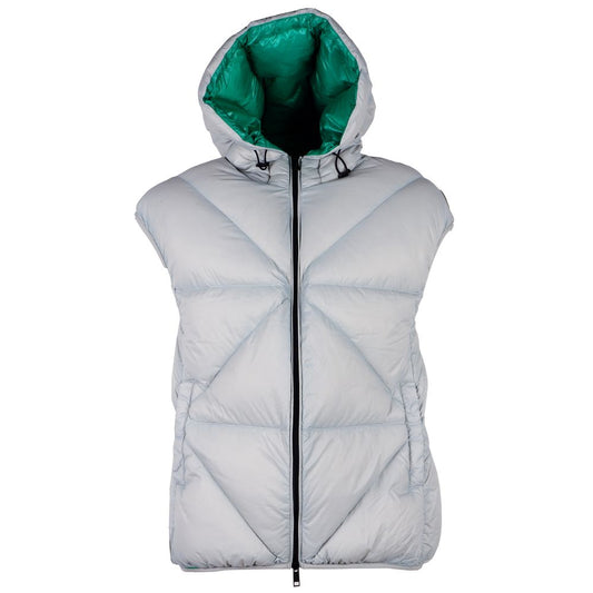 Centogrammi Elegant Gray Puffer Vest with Green Lining Centogrammi