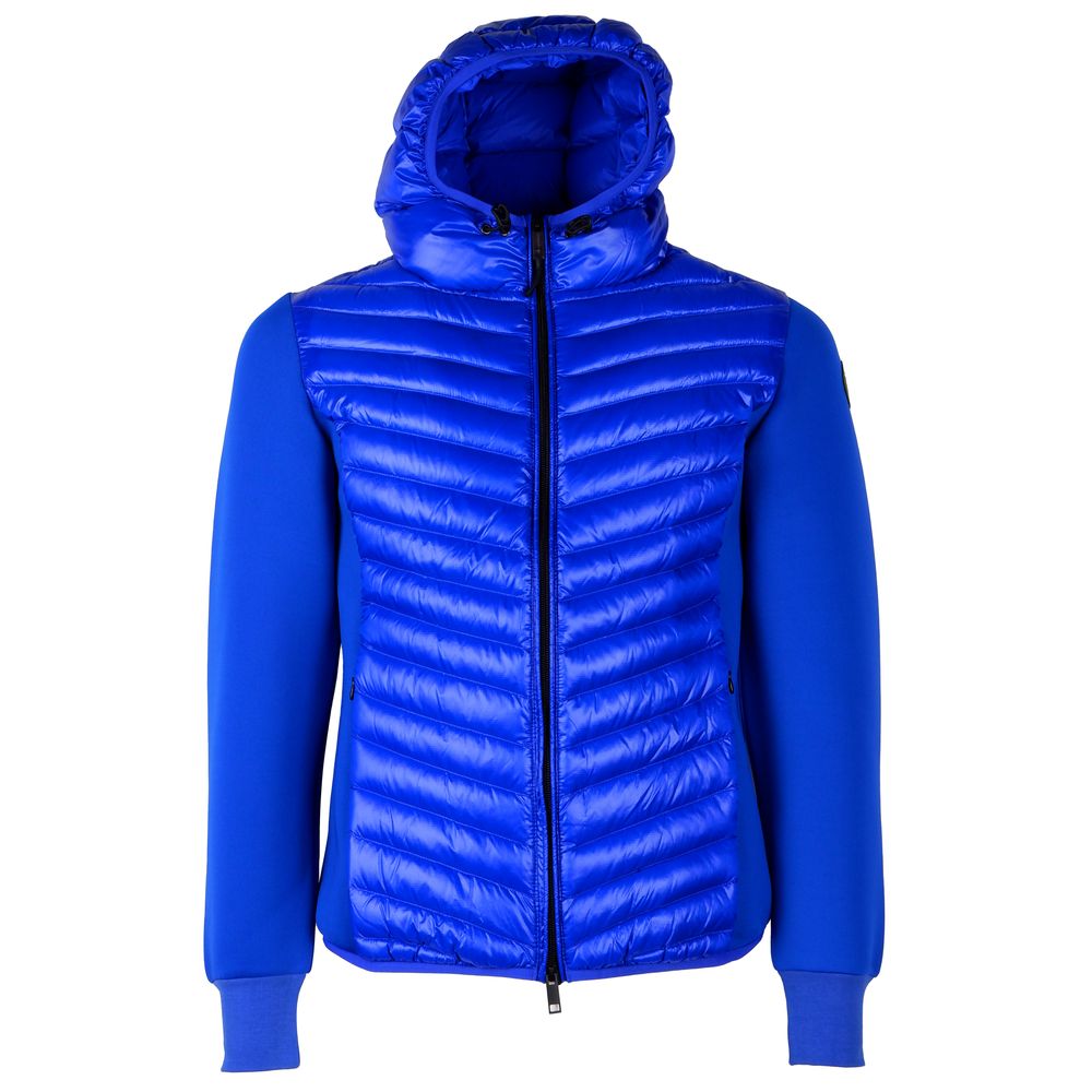 Centogrammi Chic Blue Nylon Down Jacket with Stretch Sleeves Centogrammi