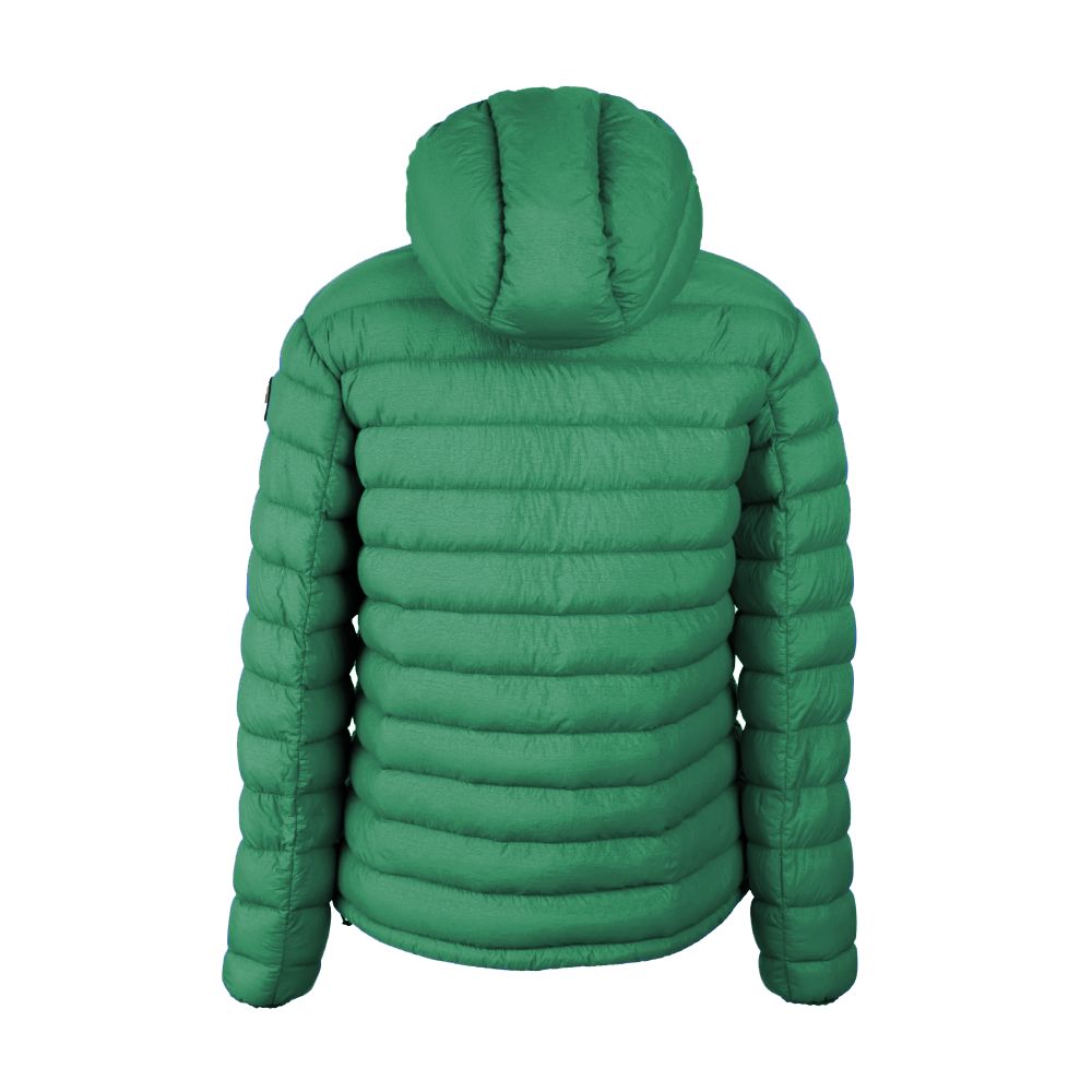 Centogrammi Chic Hooded Down Nylon Jacket in Lush Green Centogrammi