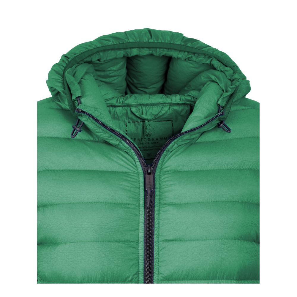 Centogrammi Chic Hooded Down Nylon Jacket in Lush Green Centogrammi