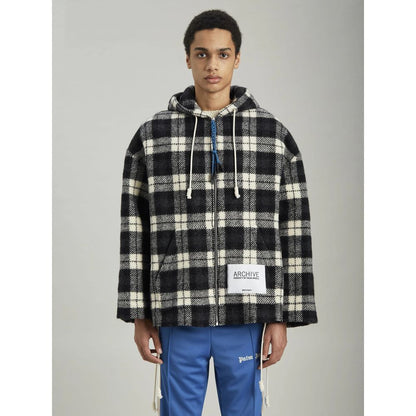 Palm Angels Archival Check Cashmere Hooded Jacket Palm Angels