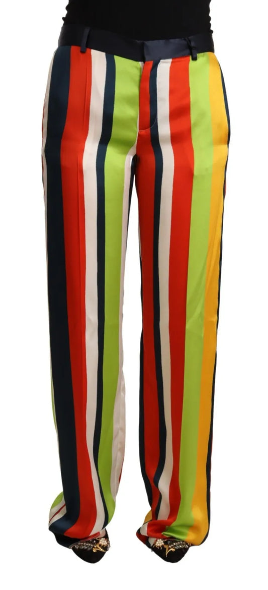 Dsquared² Multicolor Striped Mid Waist Straight Pants Dsquared²