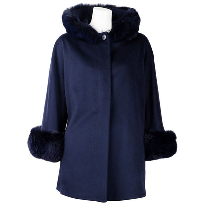 Made in Italy Elegant Virgin Wool Short Coat with Fur Detail Made in Italy