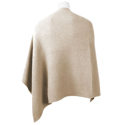 Emilio Romanelli Chic V-Neck Cashmere Poncho in Beige Emilio Romanelli