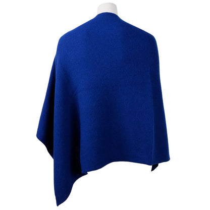 Emilio Romanelli Elegant Cashmere V-Neck Poncho in Blue Emilio Romanelli