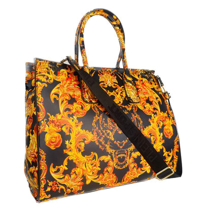 Plein Sport Elegant Black Shopper with Golden Accents Plein Sport