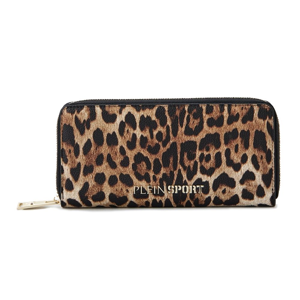 Plein Sport Sleek Designer Zipper Wallet with Gold Accents Plein Sport