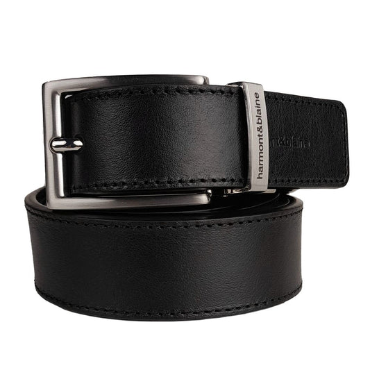 Harmont & Blaine Reversible Black Calfskin Leather Belt Harmont & Blaine