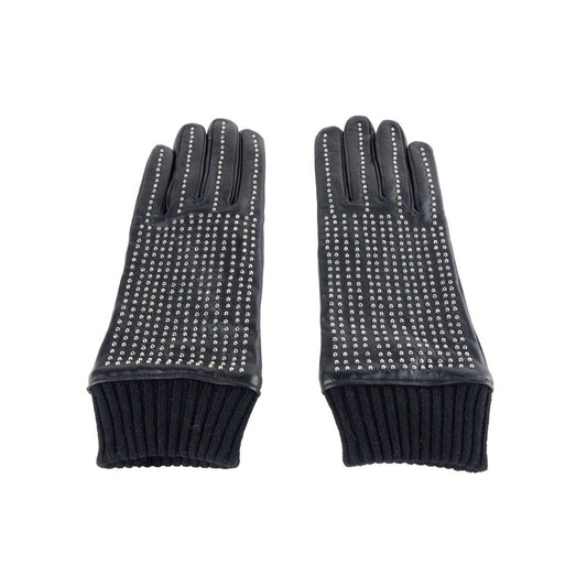 Cavalli Class Elegant Black Leather Gloves Cavalli Class