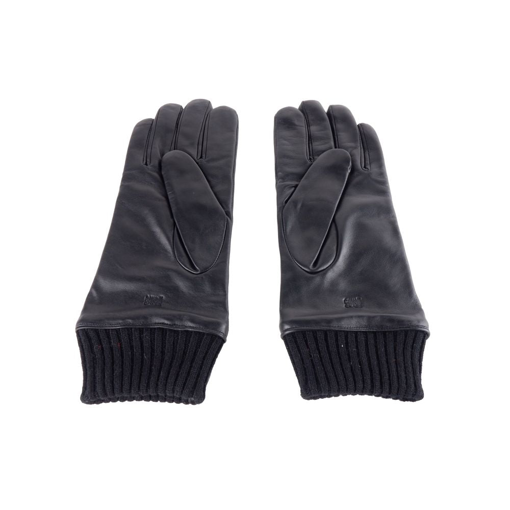 Cavalli Class Elegant Black Leather Gloves Cavalli Class