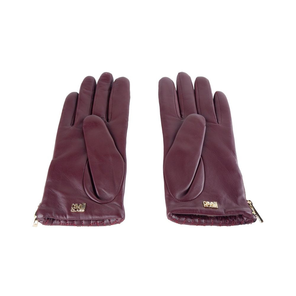 Cavalli Class Elegant Lambskin Leather Gloves in Pink Cavalli Class