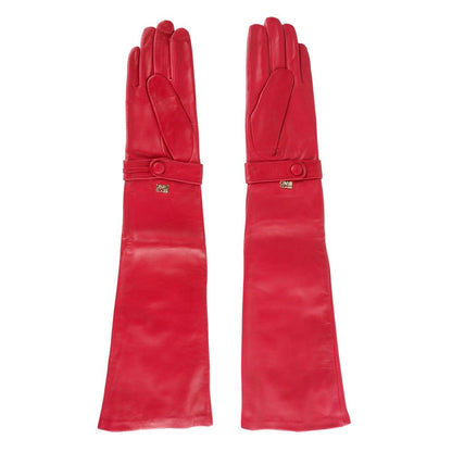 Cavalli Class Elegant Lambskin Leather Gloves in Pink Cavalli Class