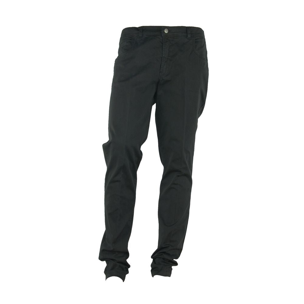 Made in Italy Elegant Summer Black Cotton Trousers Made in Italy