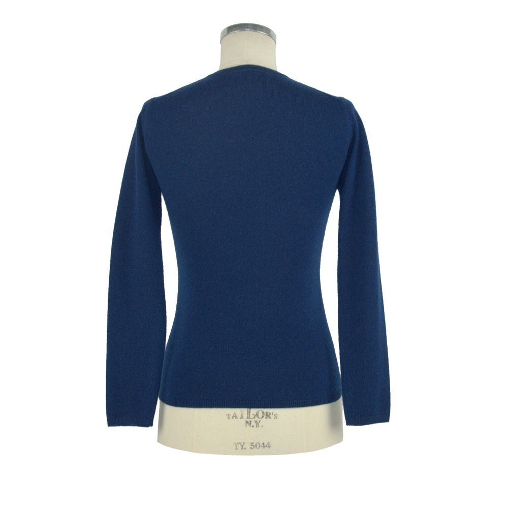 Emilio Romanelli Elegant V-Neck Cashmere Sweater in Blue Emilio Romanelli