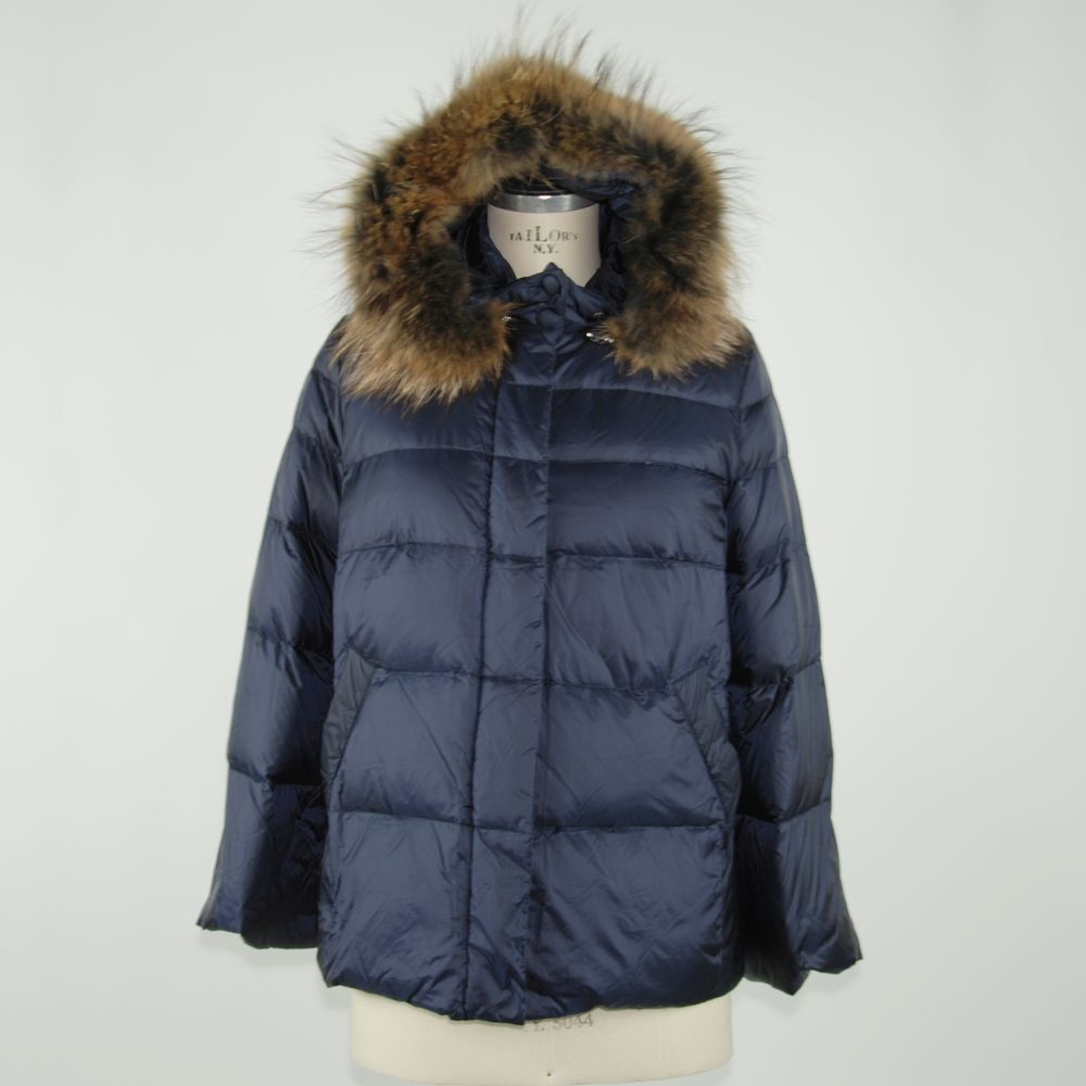 Emilio Romanelli Chic Blue Polyamide Jacket with Detachable Fur Emilio Romanelli